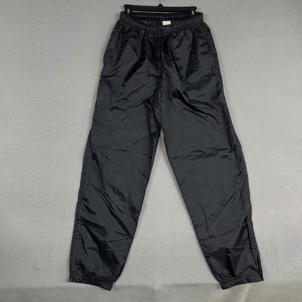 Nike Track Pants Mens Large Black Windbreaker Nylon Ankle Zip Athletic VTG Y2K
